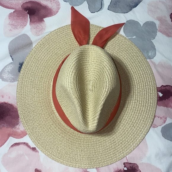 NWT Vince Camuto Straw Bucket Summer Beachy Hat With Fabric Pink Tie - Picture 3 of 6